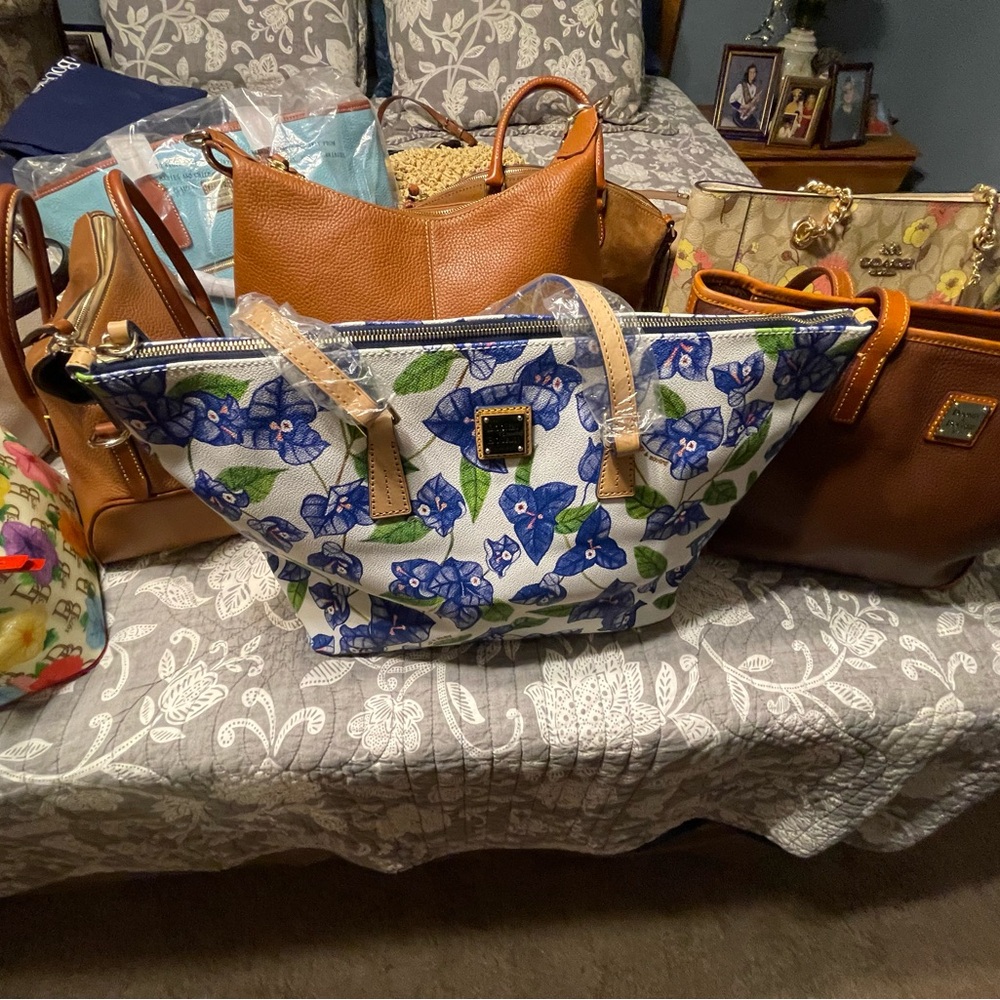 Floral Blue and White Tote Bag